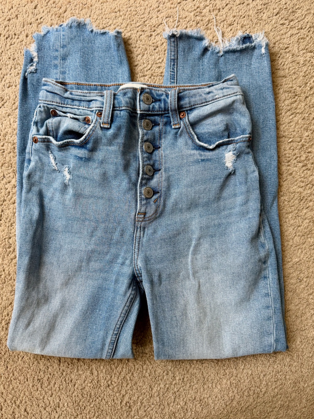 Abercrombie & Fitch Light Wash High-Rise Button-Fly Jeans